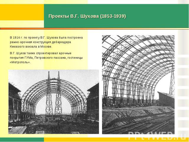 Проекты В.Г. Шухова (1853-1939)