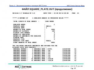 ФАЙЛ SQUARE_PLATE.OUT (продолжение)