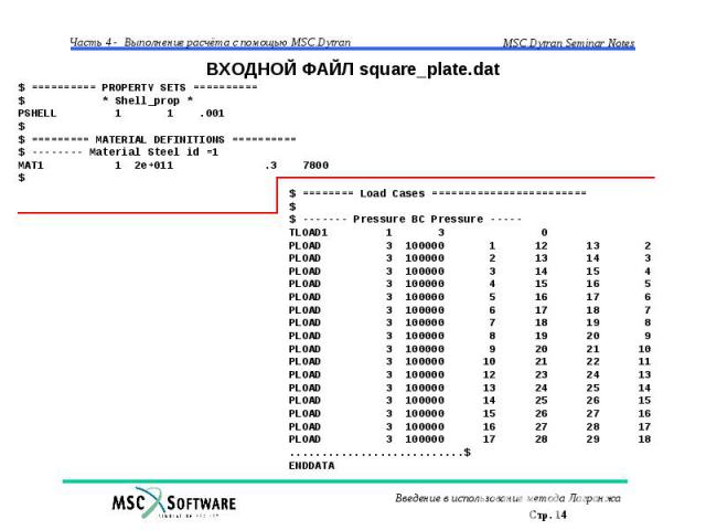 ВХОДНОЙ ФАЙЛ square_plate.dat