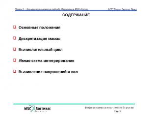 СОДЕРЖАНИЕ Основные положения Дискретизация массы Вычислительный цикл Явная схем