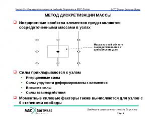 МЕТОД ДИСКРЕТИЗАЦИИ МАССЫ Инерционные свойства элементов представляются сосредот