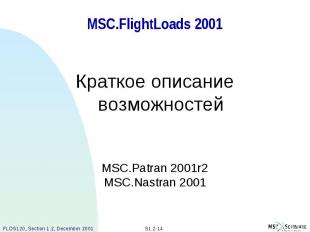 MSC.FlightLoads 2001 Краткое описание возможностей MSC.Patran 2001r2 MSC.Nastran