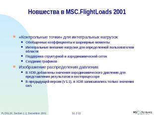 Новшества в MSC.FlightLoads 2001 «Контрольные точки» для интегральных нагрузок О