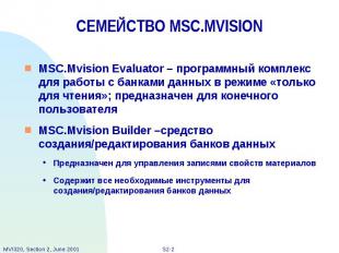 СЕМЕЙСТВО MSC.MVISION MSC.Mvision Evaluator – программный комплекс для работы с