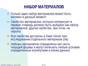 НАБОР МАТЕРИАЛОВ Только один набор материалов может быть активен в данный момент