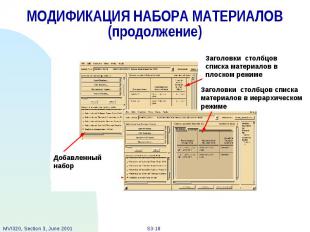 МОДИФИКАЦИЯ НАБОРА МАТЕРИАЛОВ (продолжение)