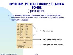 ФУНКЦИЯ ИНТЕРПОЛЯЦИИ СПИСКА ТОЧЕК (продолжение) При щелчке правой кнопкой мыши в