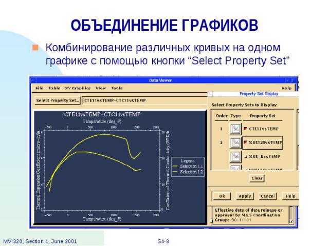 ОБЪЕДИНЕНИЕ ГРАФИКОВ Комбинирование различных кривых на одном графике с помощью кнопки “Select Property Set”