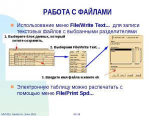 РАБОТА С ФАЙЛАМИ Использование меню File/Write Text... для записи текстовых файл