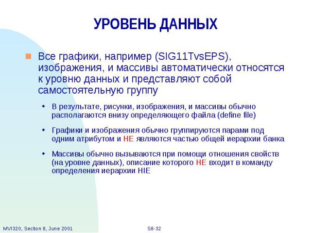 УРОВЕНЬ ДАННЫХ Все графики, например (SIG11TvsEPS), изображения, и массивы автоматически относятся к уровню данных и представляют собой самостоятельную группу В результате, рисунки, изображения, и массивы обычно располагаются внизу определяющего фай…