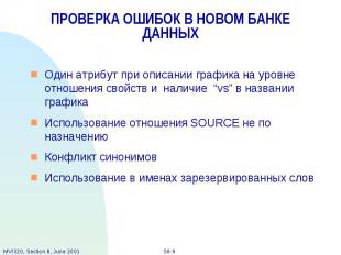 ПРОВЕРКА ОШИБОК В НОВОМ БАНКЕ ДАННЫХ Один атрибут при описании графика на уровне