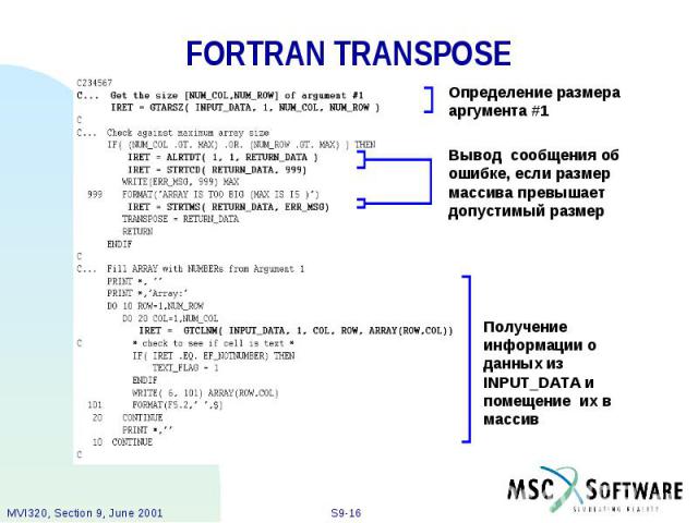 FORTRAN TRANSPOSE