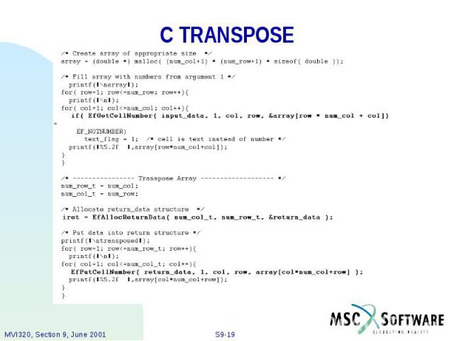 C TRANSPOSE