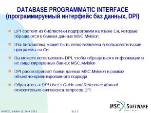 DATABASE PROGRAMMATIC INTERFACE (программируемый интерфейс баз данных, DPI) DPI