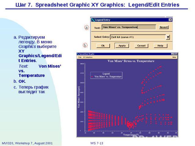 Шаг 7. Spreadsheet Graphic XY Graphics: Legend/Edit Entries