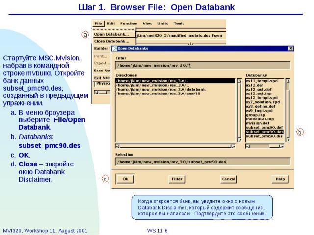 Шаг 1. Browser File: Open Databank