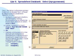 Шаг 8. Spreadsheet Databank: Select (продолжение) Окно с disclaimer-сообщением д