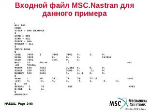 Входной файл MSC.Nastran для данного примера