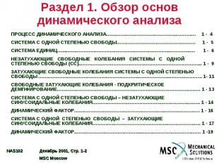 Раздел 1. Обзор основ динамического анализа ПРОЦЕСС ДИНАМИЧЕСКОГО АНАЛИЗА…………………