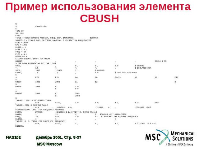 Пример использования элемента CBUSH