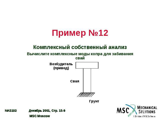 Пример №12 Комплексный собственный анализ Вычислите комплексные моды копра для забивания свай