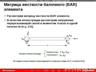 Матрица жесткости балочного (BAR) элемента Рассмотрим матрицу жесткости BAR элем