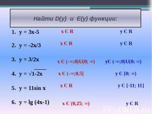 Найти D(y) и E(y) функции:
