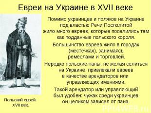 Помимо украинцев и поляков на Украине под властью Речи Посполитой жило много евр