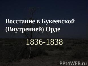 Восстание в Букеевской (Внутренней) Орде 1836-1838