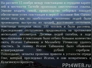 На рассвете 15 ноября между повстанцами и отрядами карате&shy;лей в местности Та