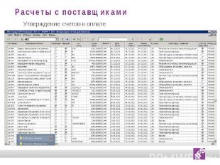Расчеты с поставщиками Утверждение счетов к оплате