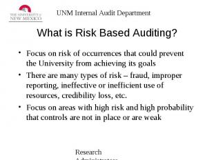 What is Risk Based Auditing? Focus on risk of occurrences that could prevent the