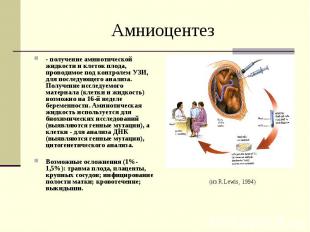 Амниоцентез - получение амниотической жидкости и клеток плода, проводимое под ко