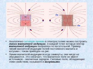 Аналогично силовым линиям в электростатике можно построить линии магнитной индук