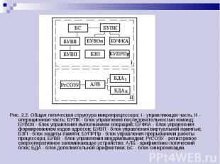 Рис. 2.2. Общая логическая структура микропроцессора: I - управляющая часть, II