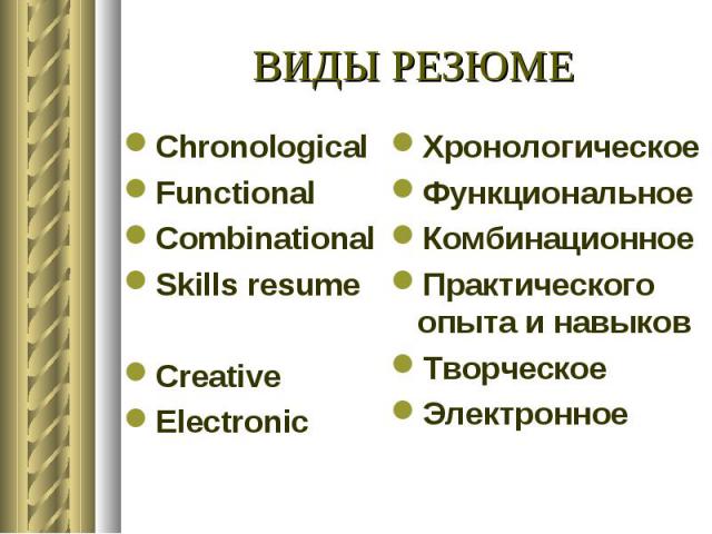Chronological Chronological Functional Combinational Skills resume Creative Electronic