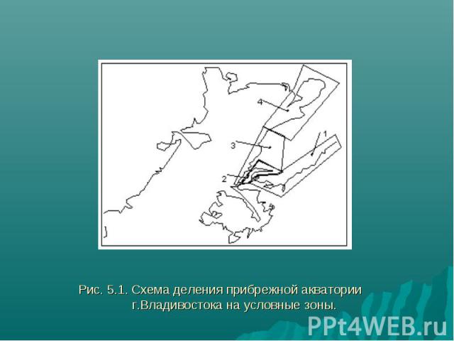 Рис. 5.1. Схема деления прибрежной акватории г.Владивостока на условные зоны.