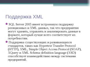SQL Server 2005 имеет встроенную поддержку реляционных и XML данных, так что пре