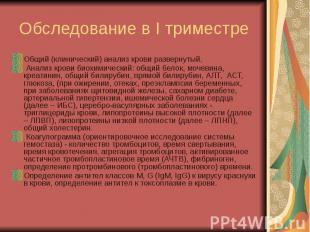 Обследование в I триместре Общий (клинический) анализ крови развернутый. Анализ