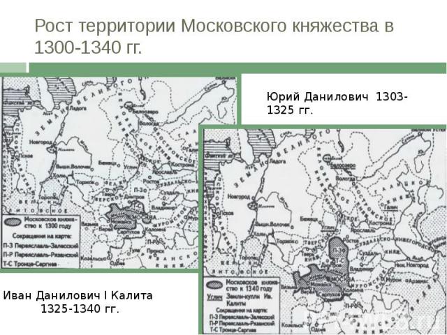Рост территории Московского княжества в 1300-1340 гг.