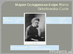 Мария Склодовская-Кюри Maria Skłodowska-Curie
