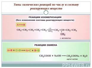 Типы химических реакций по числу и составу реагирующих веществ