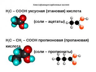 H3C – COOH уксусная (этановая) кислота H3C – COOH уксусная (этановая) кислота (с