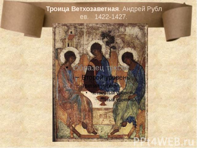 Троица Ветхозаветная. Андрей Рублев.  1422-1427.