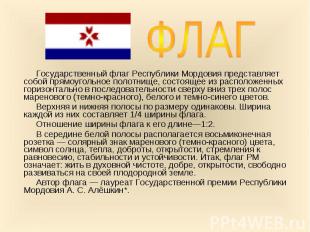 Государственный флаг Республики Мордовия представляет собой прямоугольное полотн