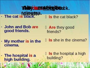 The cat is black. The cat is black. John and Bob are good friends. My mother is