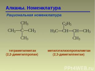 Алканы. Номенклатура