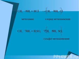 CH3 NH2 + HCl CH3 NH3 Cl CH3 NH2 + HCl CH3 NH3 Cl метиламин хлорид метиламмония