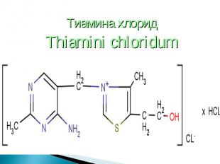 Тиамина хлорид Тиамина хлорид Thiamini chloridum