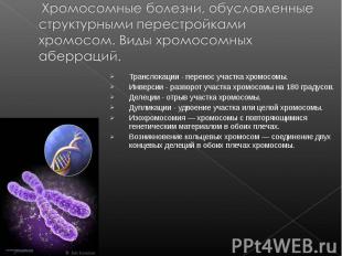 Транслокации - перенос участка хромосомы. Транслокации - перенос участка хромосо